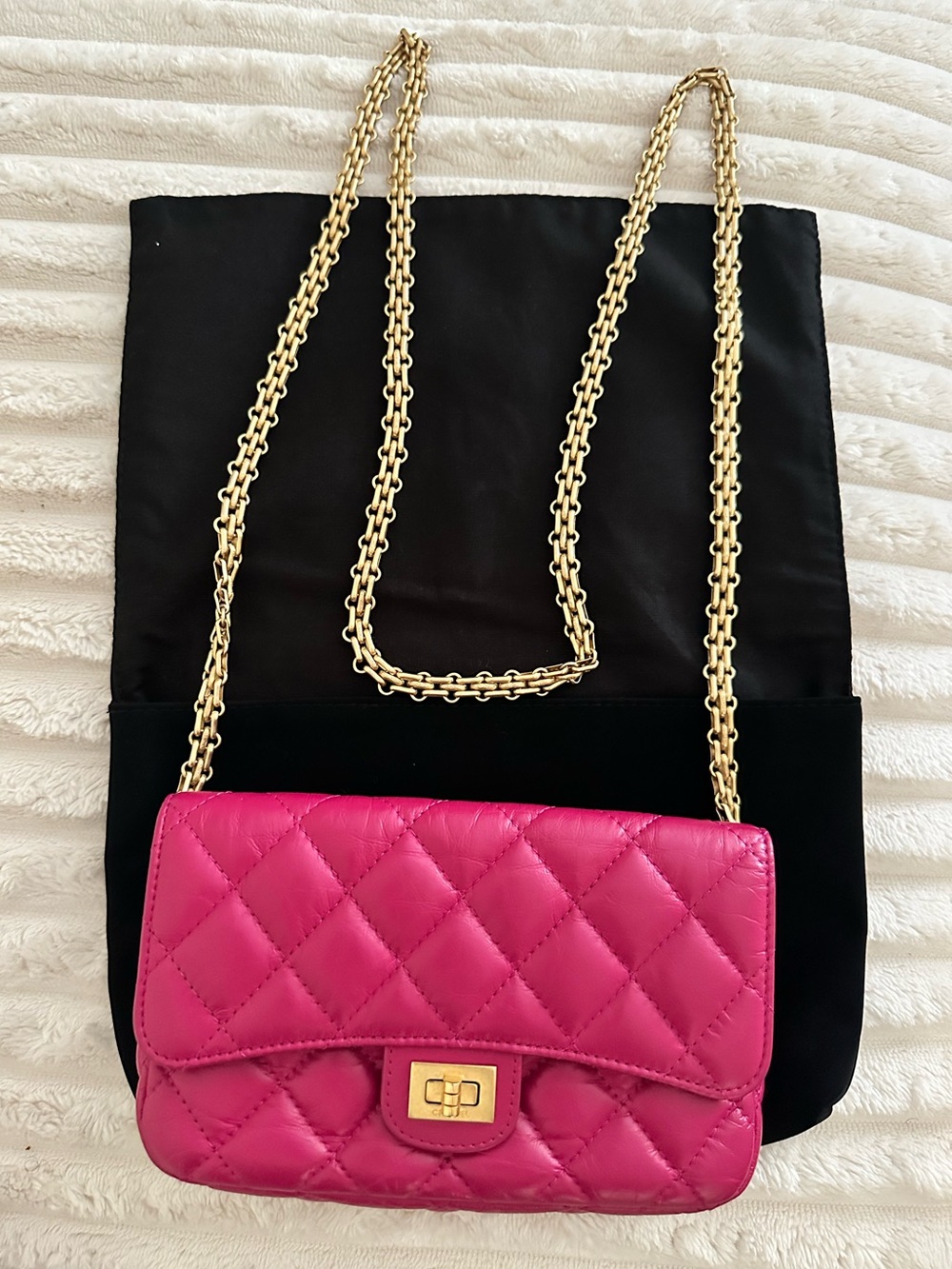 CHANEL Reissue 2.55 Flap Phone Holder with Chain Quilted Aged Calfskin; Preowned